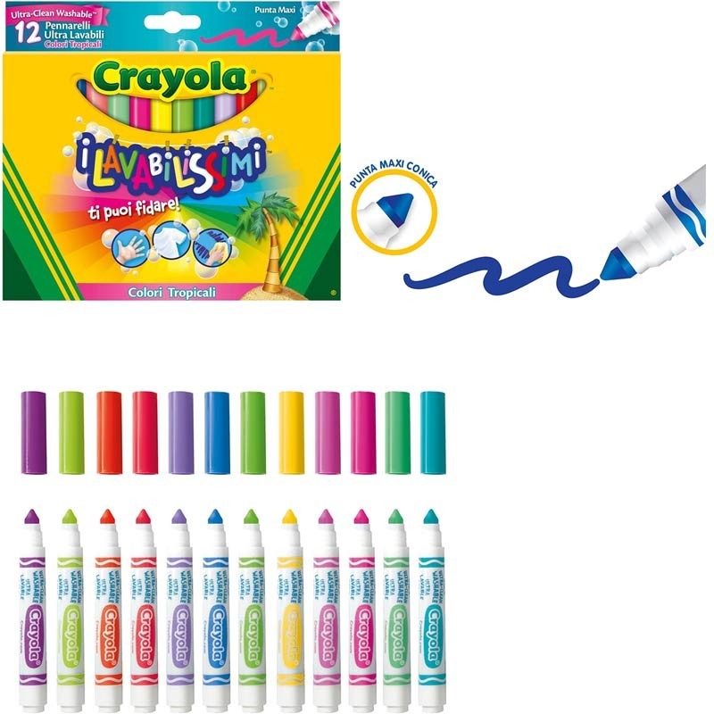 Crayola CRAYOLA-I Lavabilissimi Maxi Pastelli a Cera Ultra-Lavabili Colori Assortiti 